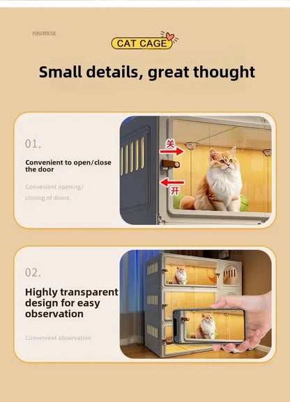 Luxury Indoor Cat Cage with Integrated Litter Box