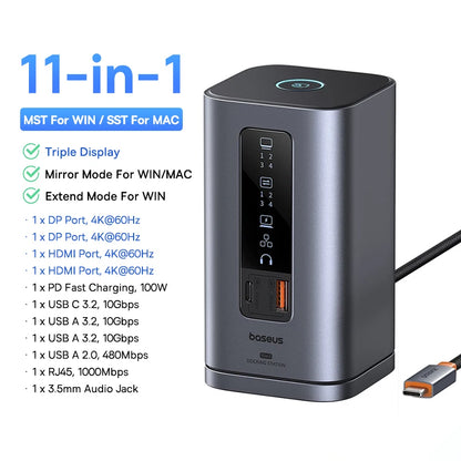 11-in-1 USB C Docking Station with HDMI and DisplayPort