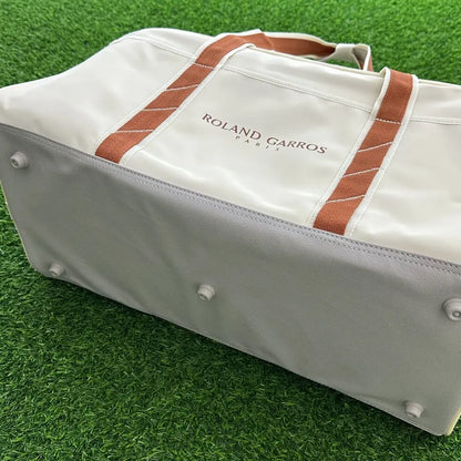Vintage Tennis Racket Duffel Bag Cream for Men and Women