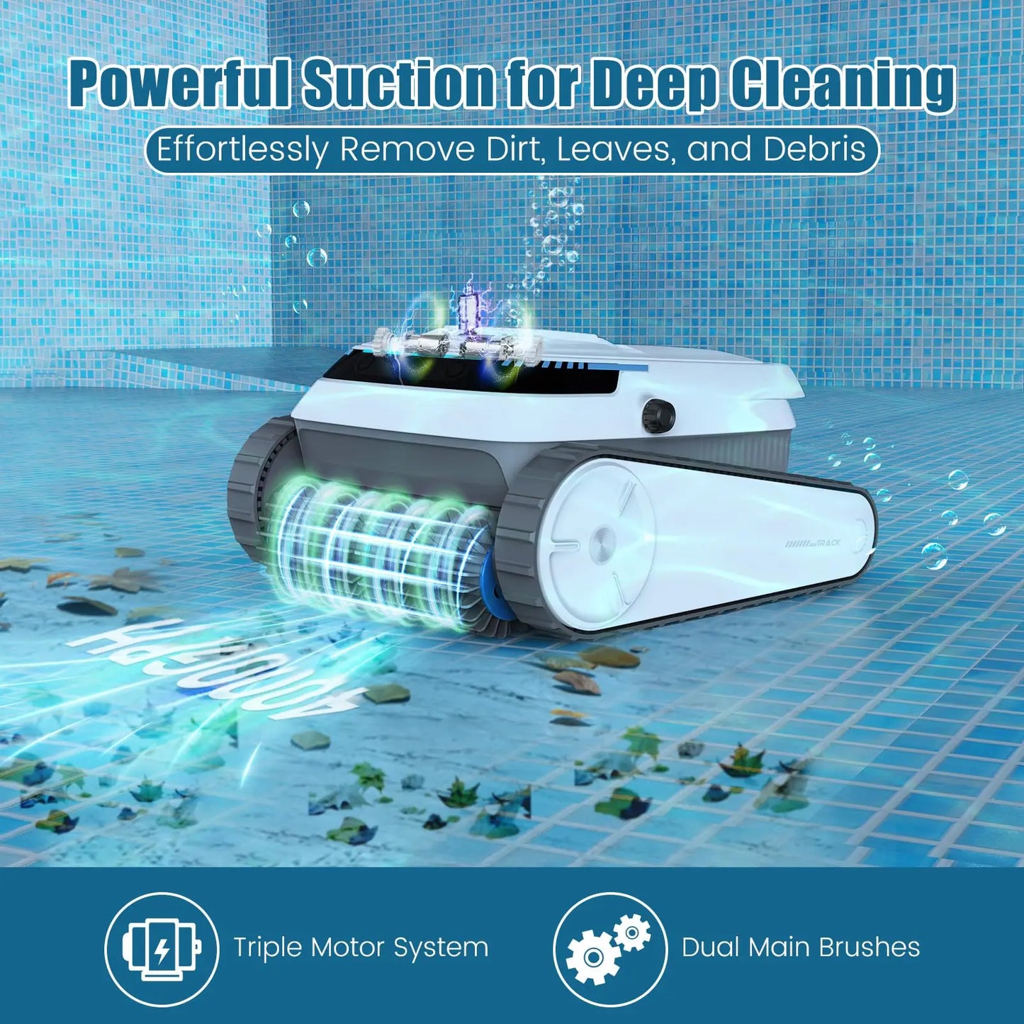 Robot Pool Cleaner with Wall & Waterline Cleaning