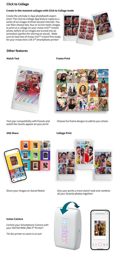 Wireless Instant Photo Printer Compact Smartphone Print Clay White