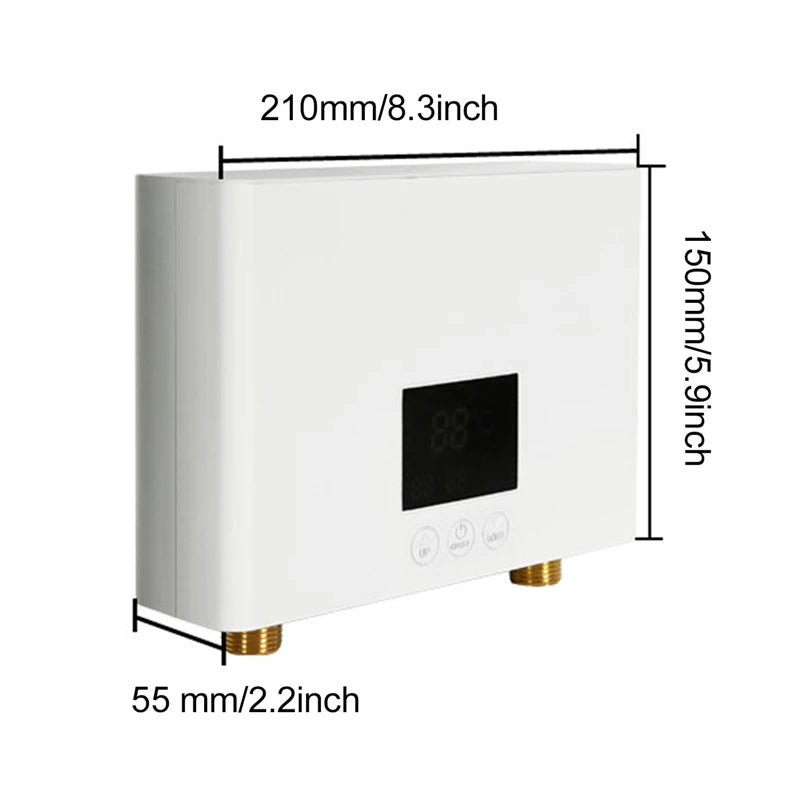 Black Wall Mounted Hot Water Heater 5500W Kitchen Use