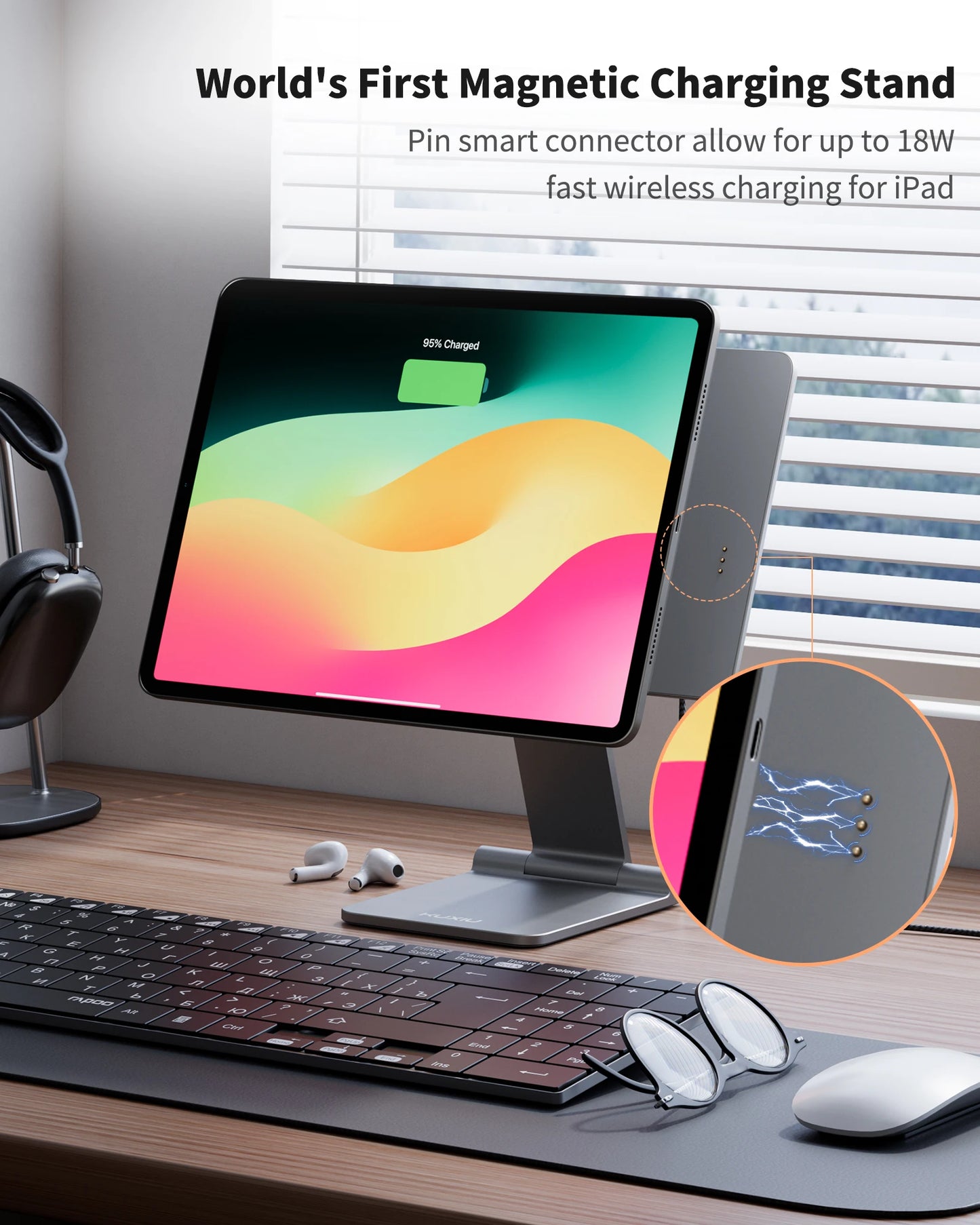 Foldable Magnetic Charging Stand for 12.9 Inch Tablet