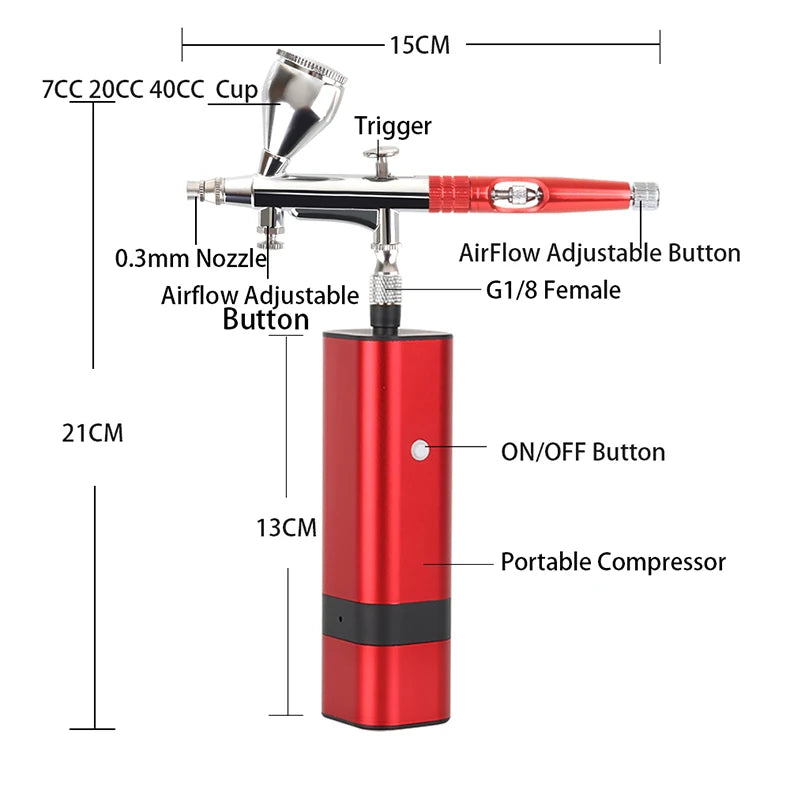 Portable Airbrush Compressor Kit for Cake Nail & Tattoo Art