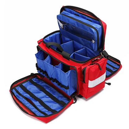 Large Red Waterproof First Aid Backpack with Reflective Strips