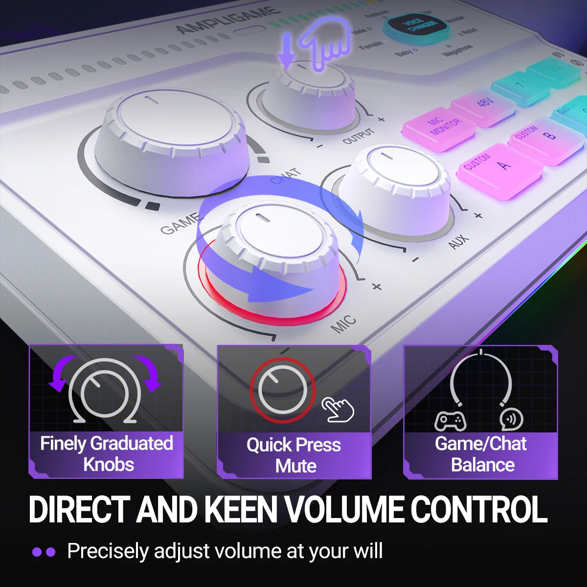 RGB Audio Mixer with Voice Changer for Gaming and Streaming