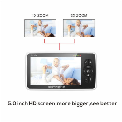 Portable 5" Baby Monitor 4X Zoom Night Vision