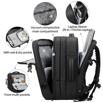 Vacuum Compression Travel Laptop Backpack 17 Inch with Pump