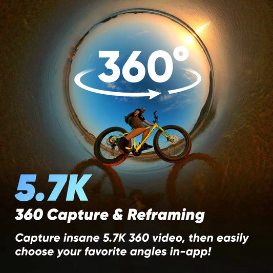 Portable Waterproof 360 Camera for Vlogging and Adventure, 256GB