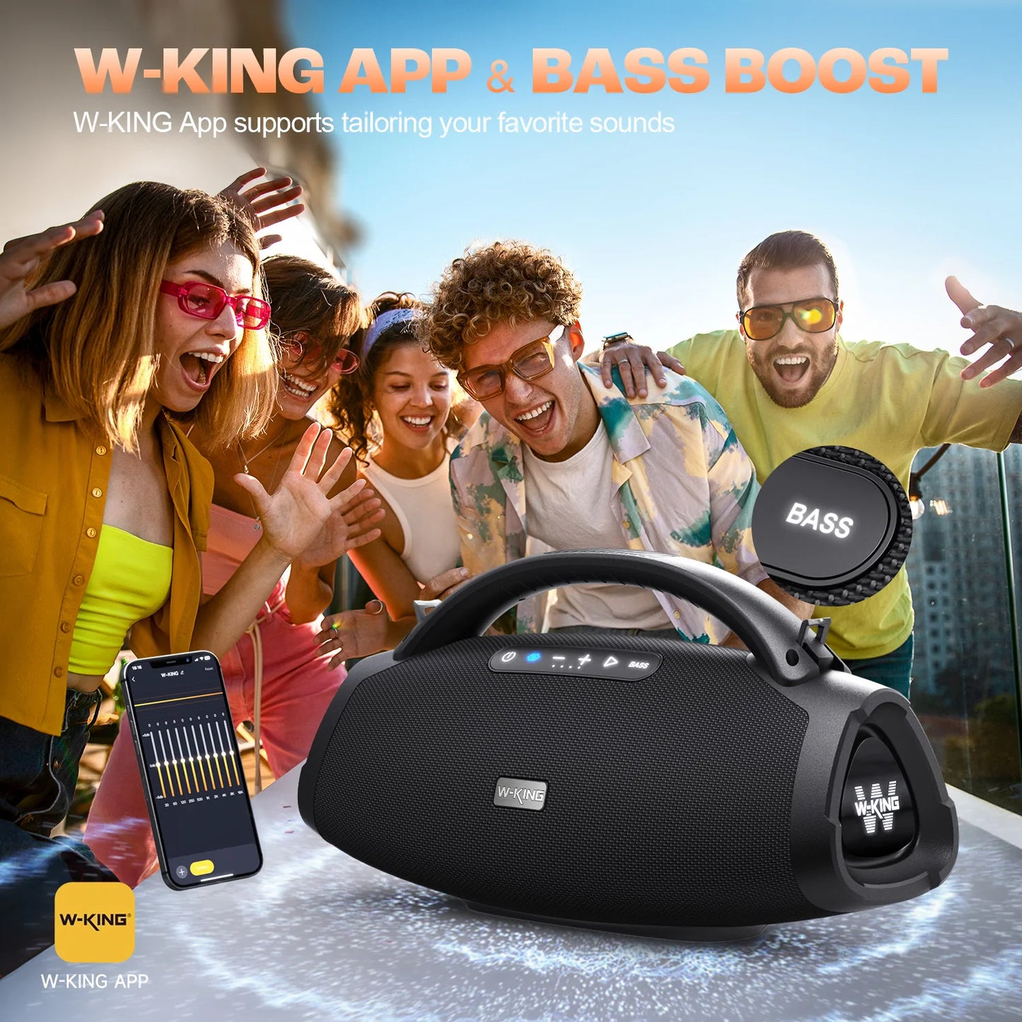 200W Portable Bluetooth Speaker with 24H Playtime IPX7 Waterproof