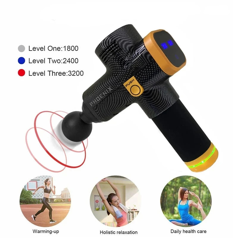 Silver Handheld Massage Gun with Multiple Speed Settings