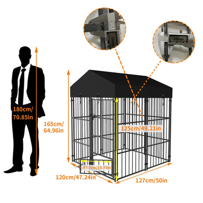 Heavy Duty Small Dog Kennel with Roof Cover