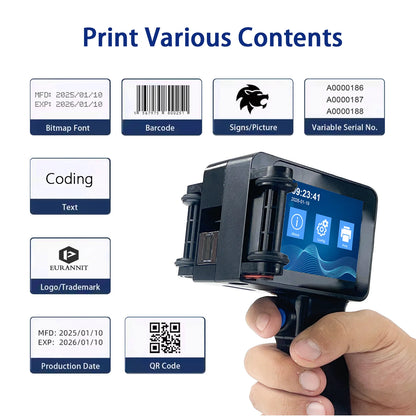 Portable Handheld Inkjet Printer for Text QR Barcode Coding