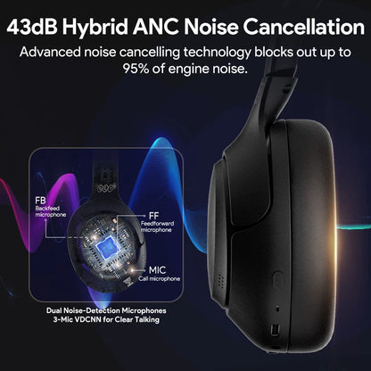 Wireless Over-Ear Headphones with ANC and 60H Battery