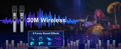 Portable Bluetooth Karaoke Speaker with Dual Microphones & LED Lights