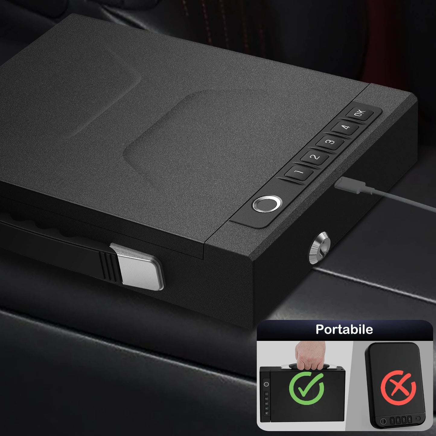 Portable Biometric Gun Safe Fingerprint Password Key Unlock