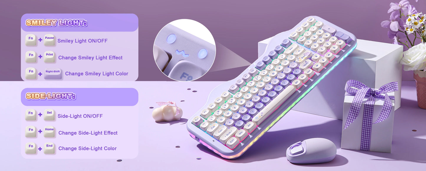 Wireless 99-Key Mechanical Keyboard RGB Hot-Swap Purple