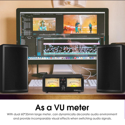 2 Way Audio Selector with VU Meter Display and Remote Control