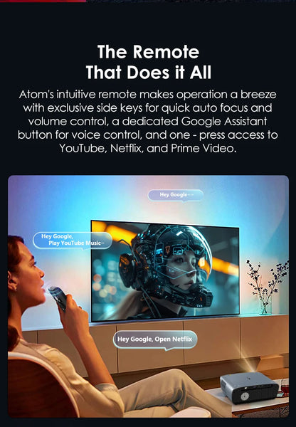 4K Android 14 Home Projector with Netflix and Dolby Sound