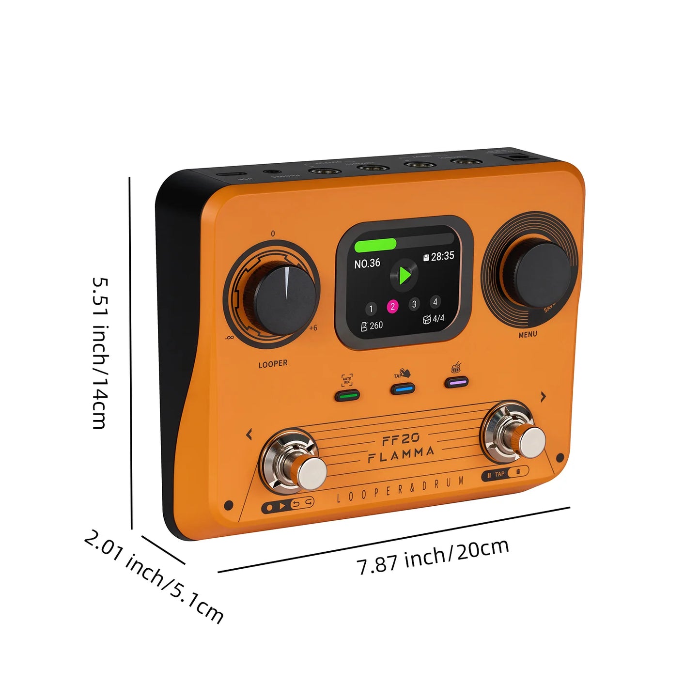 Portable Stereo Looper Pedal with Drum Beats and Headphone Output