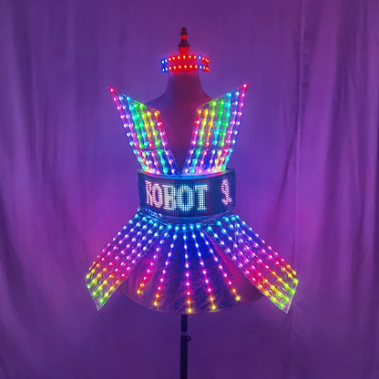 Shiny Laser Mirror Party Dress with LED Light Effects