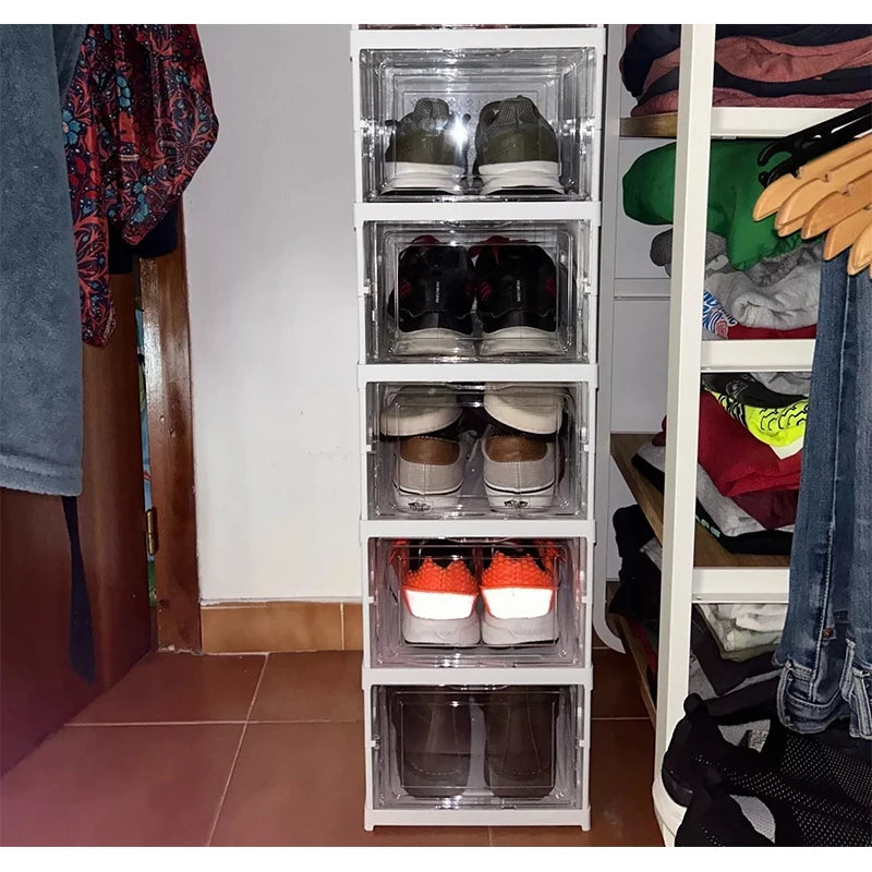 Foldable 6-Layer Shoe Cabinet with Transparent Front Panel