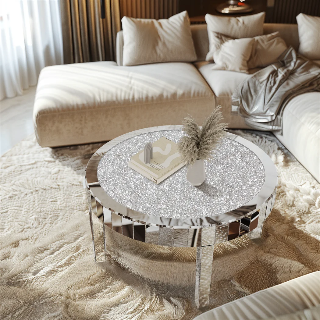 Modern Mirrored Side Table with Stylish Glass Surface