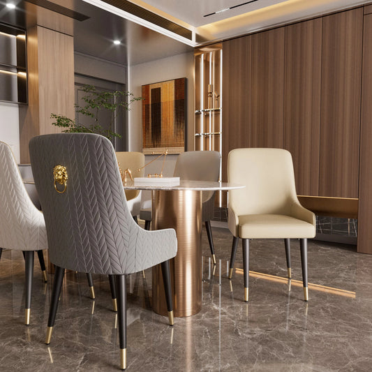 Modern PU Leather Dining Chairs Set of 2 with Metal Legs