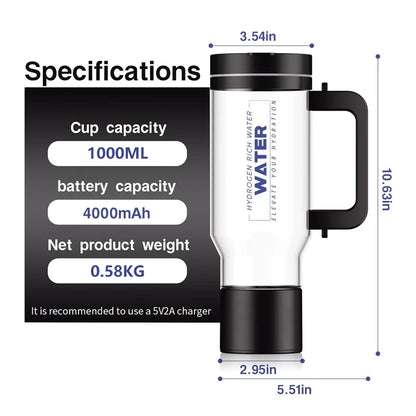 Portable 1L Hydrogen Water Generator Bottle Touch Control