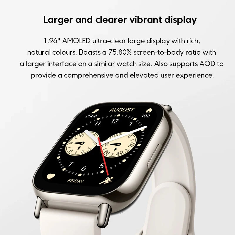 1.96" AMOLED Smart Watch with 18-Day Battery & GNSS