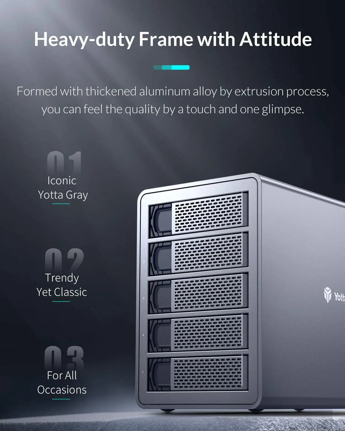 5-Bay RAID External HDD SSD Enclosure 80TB Storage