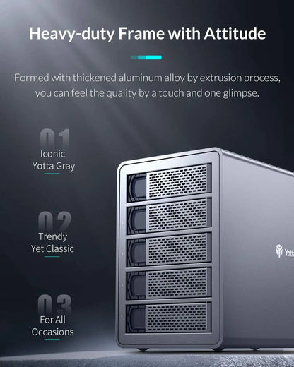 5-Bay RAID External HDD SSD Enclosure 80TB Storage
