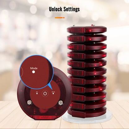 Wireless Restaurant Paging System with Fifteen Coaster Buzzers