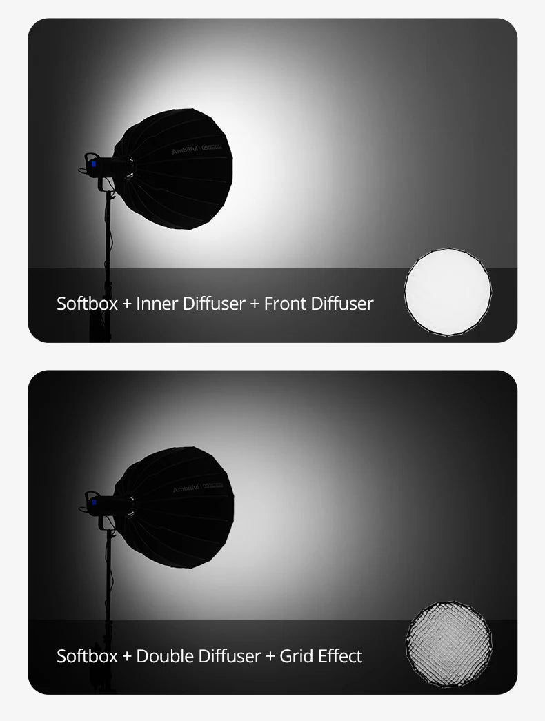 Portable 90cm Octagonal Softbox Grid Light Modifier