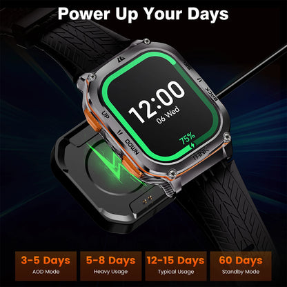 Black Waterproof Smartwatch Set with Replacement Band and Protector
