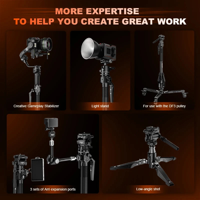 Portable Carbon Fiber Travel Tripod with Fluid Video Head