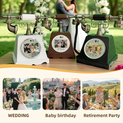 White Wedding Guestbook Phone Audio Video Recording