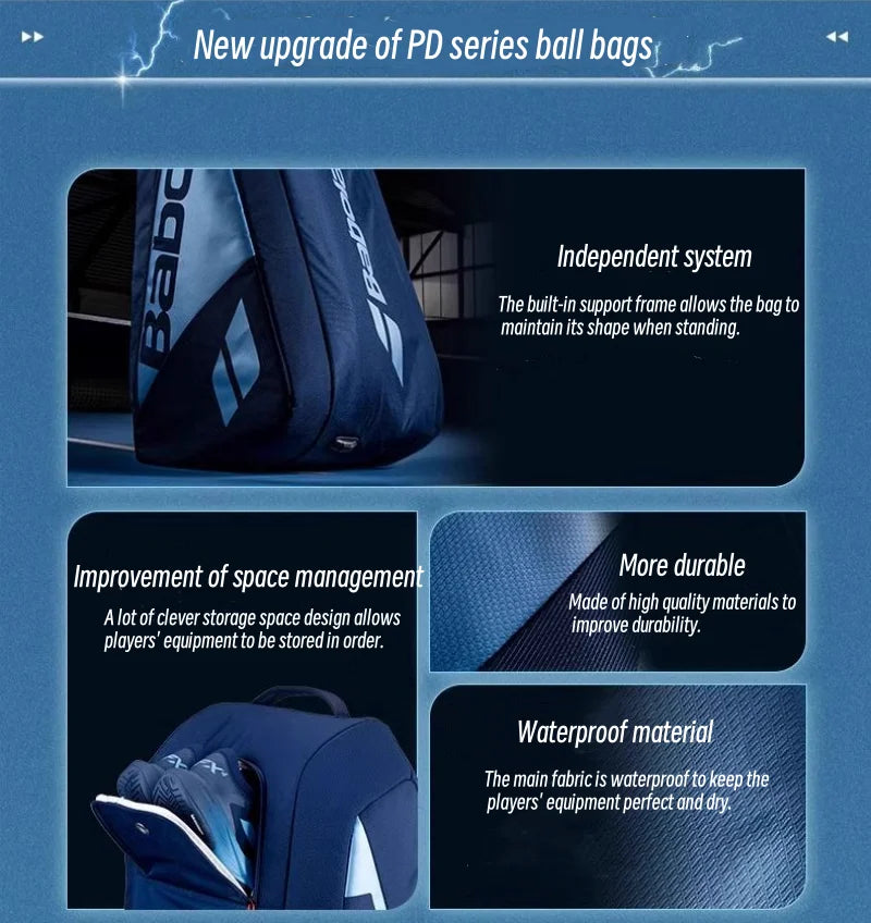 Professional 6-Racket Tennis Bag with Thermal Protection