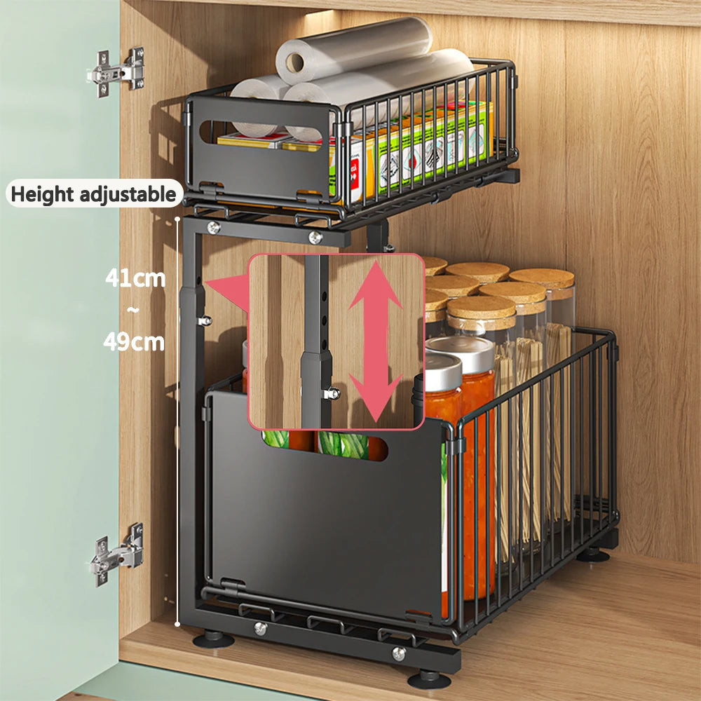 Adjustable Under Sink Storage Rack 2 Pack