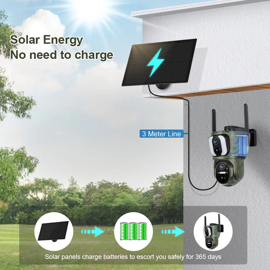 PIR Motion 4K Solar WiFi Security Camera 128GB