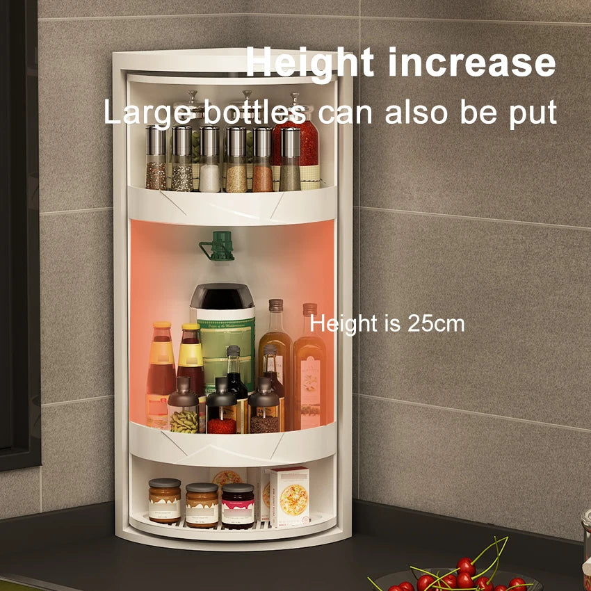 White 3 Tier 360° Rotating Kitchen Spice Storage Rack