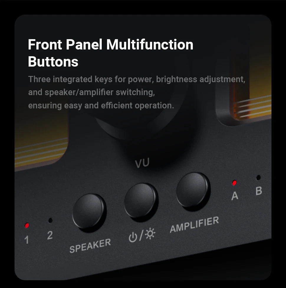 Stereo Amplifier Control Box with Dual Analog Meters