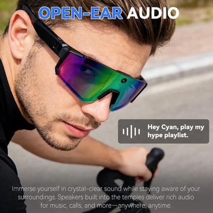 Smart HD Camera Cycling Sunglasses Anti Shake Black