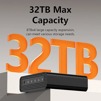 Aluminum 4-Bay NVMe SSD Enclosure 10Gbps USB-C