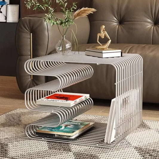 Black Nordic Metal Coffee Table with Storage Rack