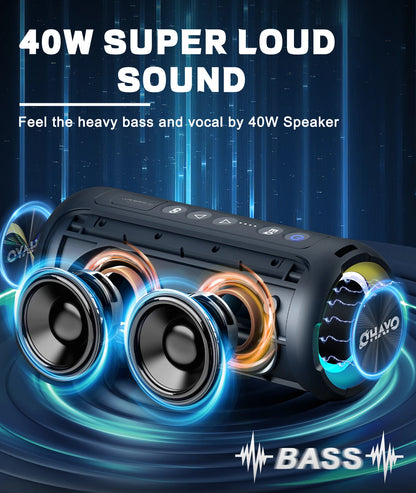 40W Portable Bluetooth Speaker 30Hrs IP7 Waterproof 2 Pack