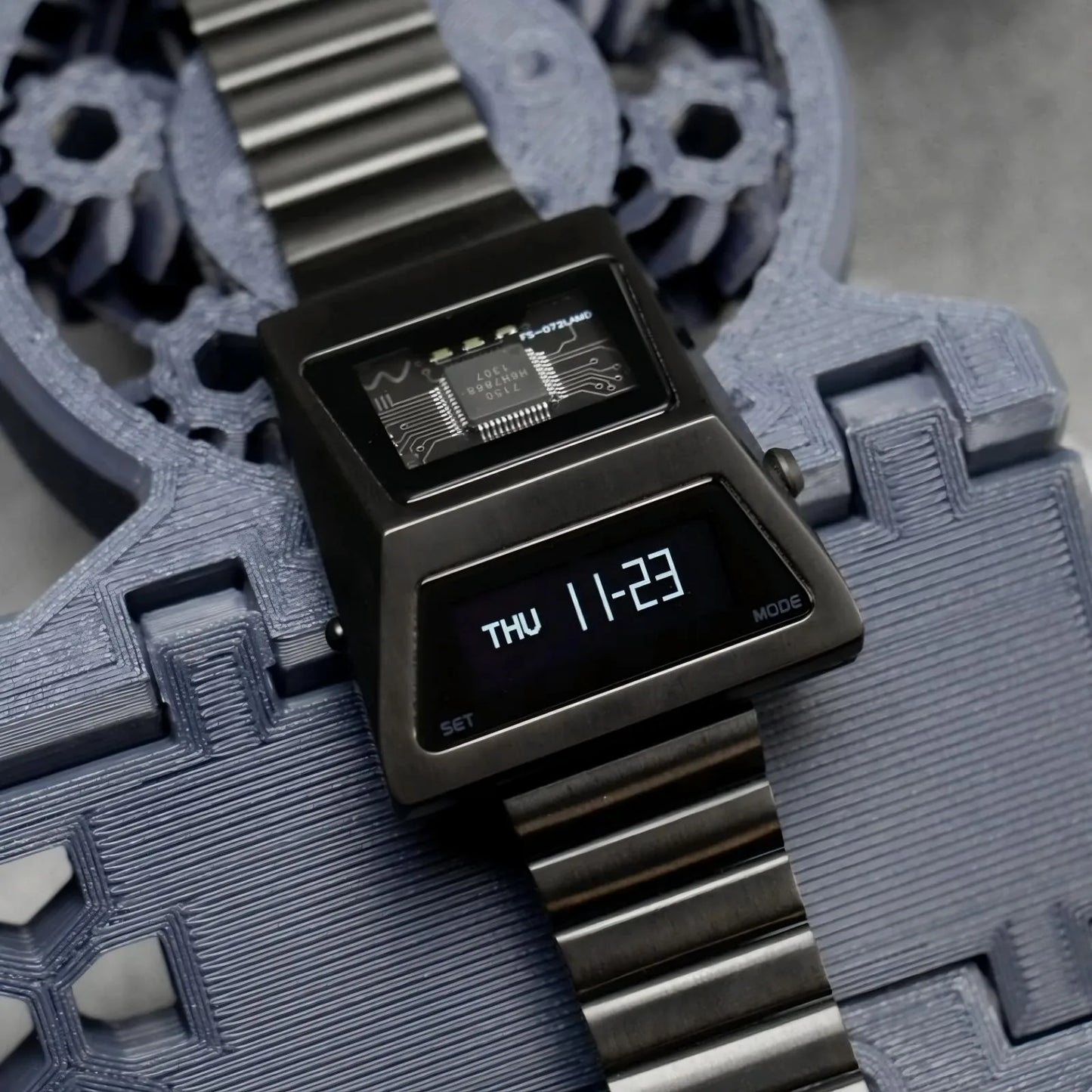 Men’s Black OLED Digital Watch Futuristic Design