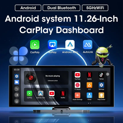 Portable 11.26 Car Monitor with Bluetooth WiFi 6M Backup Camera