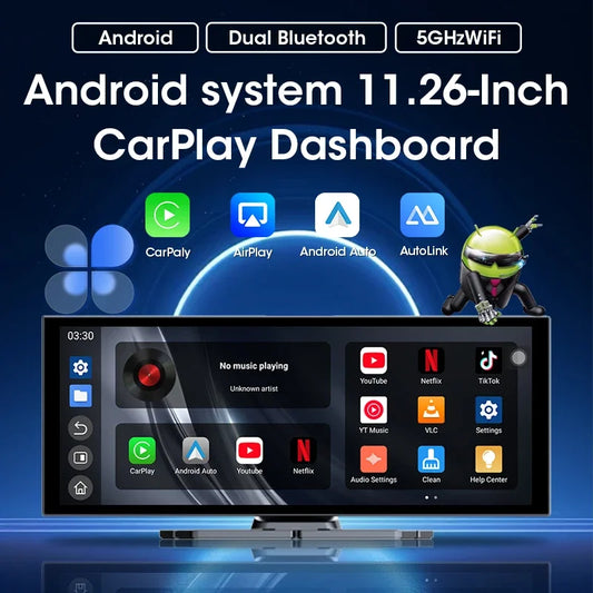 Portable 11.26 Car Monitor with Bluetooth WiFi 6M Backup Camera