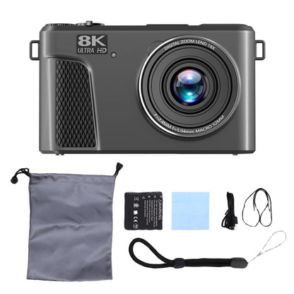 8K Digital Camera Black WiFi 18x Zoom Autofocus